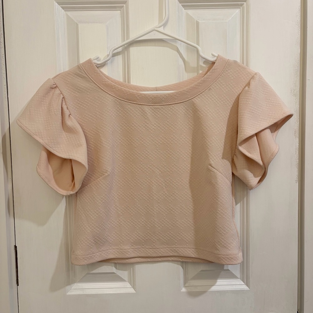 Bebe Blush Pink Puff Sleeve Crop Top